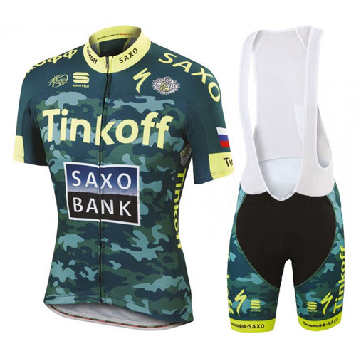 2016 Maillot Saxo Bank Tirantes Mangas Cortas Amarillo Y verde